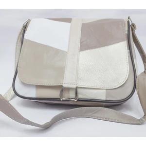 Hoga Leather Hoga-Leather Singlebag Hakiki Deri Omuz Askılı Kapaklı Sütlü Kahve Ton / Beyaz Karışık Renk Çanta