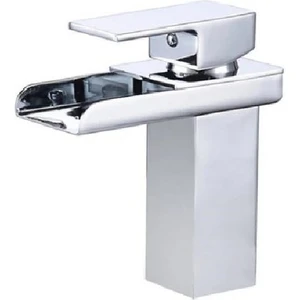 Krom Kare Lavabo Bataryası Yeni Şelale Model Yüksek Kalite Lüks Lavabo Musluğu Çift Girişli Armatür