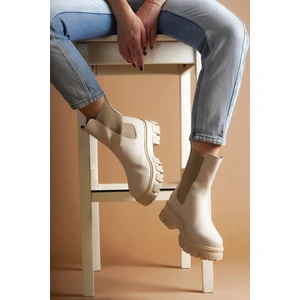 Senni Bej Cilt Yandan Lastikli Kalın Taban Günlük Bot