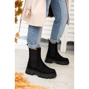 Senni Siyah Süet Yandan Lastikli Kalın Taban Günlük Bot