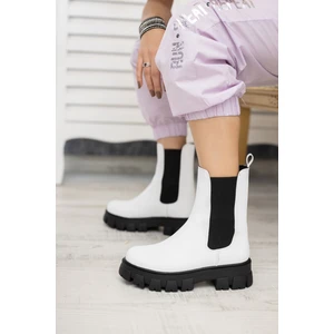 Senni Beyaz Yandan Lastikli Kalın Taban Günlük Bot