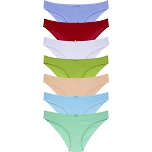 Kadın Çok Renkli Likralı Esnek Yumuşak Dokulu 7 Li Slip Külot- 7 Days