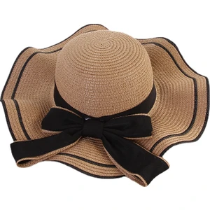 Pangolin Outdoors Yaz Fiyonklu Hasır Şapka Kadınlar Plaj Güneşlik Büyük Kenarlı Şapka   (Yurt Dışından)