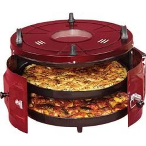 XX-179 Çift Tepsili (45 cm Standart ) Önden Camlı Yuvarlak Davul Fırın Bordo