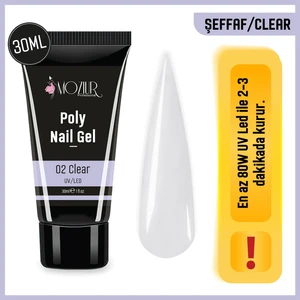 Mozur Professional Şeffaf Poly Nail Gel 30 ml – UV/LED Uyumlu, Hızlı Kuruyan Tırnak Uzatma ve Şekillendirme Jeli