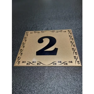 Kapı Numaraları No 2  10X12 cm Yapışkanlı Metalik  Altınsarı  Üzeri Siyah Baskı