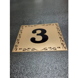 Kapı Numaraları No 3  10X12 cm Yapışkanlı Metalik  Altınsarı  Üzeri Siyah Baskı
