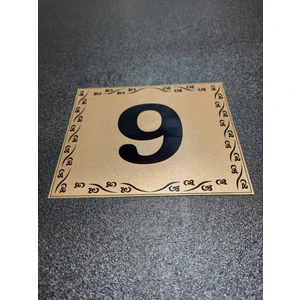 Kapı Numaraları No 9  10X12 cm Yapışkanlı Metalik  Altınsarı  Üzeri Siyah Baskı
