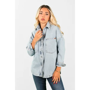 Oversize Kadın Jean Ceket Effect