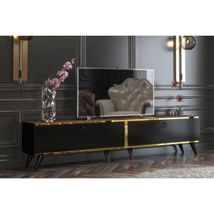 Starlight Tv Ünitesi Siyah Ceviz Altın Bant