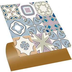 Kendinden Yapışkanlı Renkli Kabuki Desenli Pvc Karo 30x30 Cm 11 Adet 1 M2