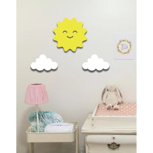 Güneş + 2 Beyaz Bulut Duvar Süsü Çocuk Odası Bebek Odası Duvar Süsü Duvar Dekoru