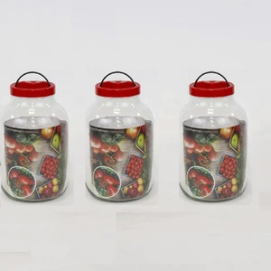 5 Litre - 5000 cc Cam Kavanoz Kapaklı - 3 Adet