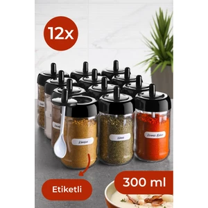 Imagine Life Etiketli 12 Adet Kapağı Kendinden Kaşıklı Baharatlık Seti