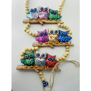 Baykuş 3 Katlı El Yapımı Dekoratif Handmade Duvara Asılabilir-Balkon-Oda Süsleme Dekoru