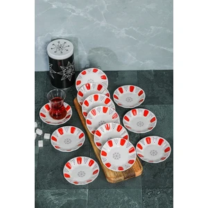 Porselen Yaldızlı Çay Tabağı 12 Adet Kahveci Bardak Altı Klasik