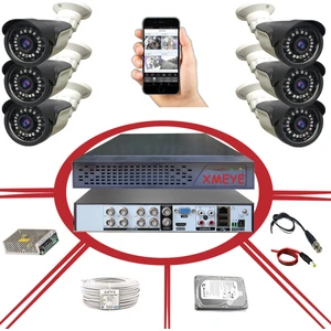 6 Kameralı Yüz Tanımalı Hareket Algılayan 5 MP Lens 18 SMD LED Plastik Kasa Güvenlik Kamerası Seti BS_218