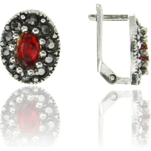 Doğan Silver Doğan Silverkadın Gümüş Markazit Taşlı Oval Model Küpe DGN20445