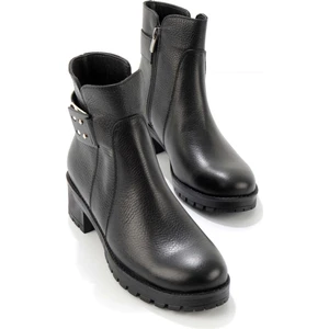 Siyah Hakiki Deri Kadın Bot & Bootie K02531206103