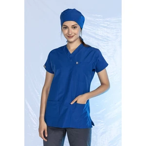 Pratik Medikal Likralı Yarasa Kol Hemşire Forması Tek Üst Saks Mavi