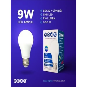 9W - Beyaz - E27 - 10LU - Tasarruflu LED Ampul 9W