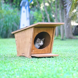 Ahşap Mini Kedi Evi (Yeni Doğan Evi)