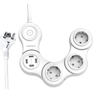 Çoklu Prizli Aşırı Gerilim Iletkeni, 3priz, 4usb (16 A, 250 V ~ 50 / 60 Hz, Max 3680 W ), Şalter, Priz Adaptörü, 1,5 M Kablo Beyaz