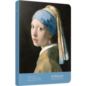 Art Master Iplik Dikişli Sert Kapak 19X26 120 Yaprak Kareli Defter - Inci Küpeli Kız