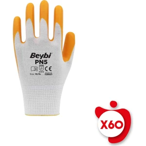 Pn5 Sarı Polyester Örme Nitril Iş Eldiveni 10 Beden 60 Çift