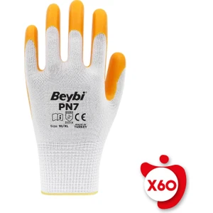 Pn7 Sarı Polyester Örme Nitril Iş Eldiveni 10 Beden 60 Çift