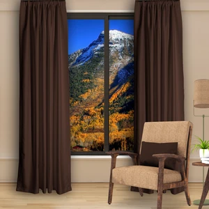 Blackout (Karartma) Fon Perde-Güneşlik Pilesiz Extraforlu Düz Dikim Koyu Toprak