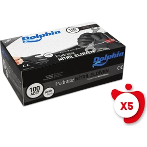 Pudrasız Nitril Extra Kalın Eldiven M Beden Siyah 100'LÜ 5 Paket