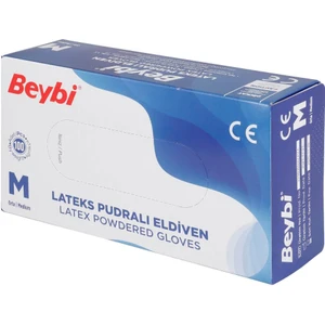 Pudralı Lateks Eldiven M Beden Beyaz 100'LÜ 20 Paket