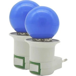 Top LED Gece Lambası E27 Duy Hediyeli 1W Tasarruflu Mavi 2 Adet