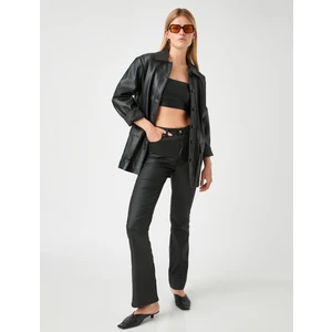 Koton Aslıhan Malbora X Koton - İspnayol Paça Yüksek Bel Kot Pantolon