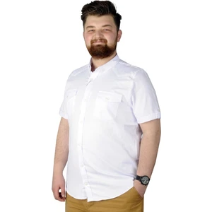 Modexl Büyük Beden Gömlek Kkol Çift Cep Kapaklı 20361 Beyaz