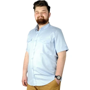 Modexl Büyük Beden Gömlek Kkol Çift Cep Kapaklı 20361 Mavi