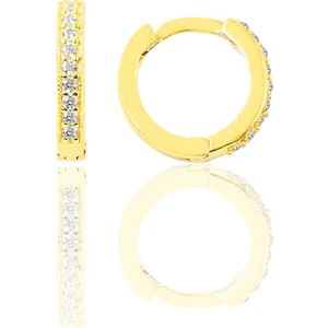 Söğütlü Silver Gümüş Altın Yaldızlı Zirkon Taşlı 11 mm Halka Küpe Tragus Piercing Helix Kıkırdak Küpesi