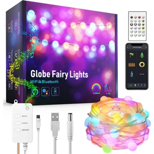 Bluetooth 10 Metre Rgb Renk Değiştiren Akıllı Küre Dizili Işıklar USB 66 LED Kumandalı