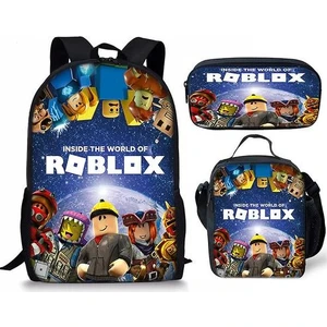 3 Adet / Takım Roblox Sırt Çantası Anime Okul Çantası Oxford Satchel ile Kalem Çantası Öğle Yemeği Çantası (Yurt Dışından)