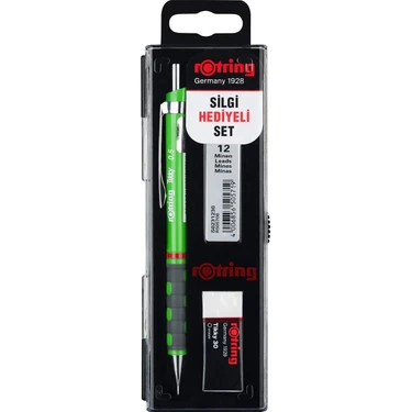 Rotring Tikky Okul Seti 0.5 mm Koyu Yeşil Versatil Kalem + Silgi +