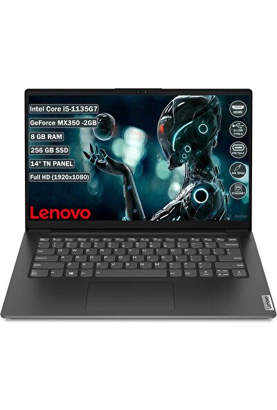 Lenovo V14 G2 ITL Intel Core i5 1135G7 8GB 256GB SSD MX350 Freedos 14" FHD Taşınabilir Bilgisayar 82KA00ECTX