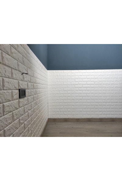 Renkli Duvarlar Kendinden Yapışkanlı Sünger Beyaz Tuğla Duvar Paneli 70x77 cm 6 Adet