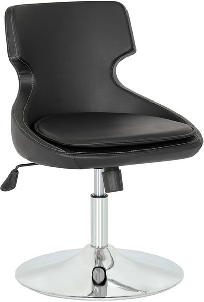 Shelay Design Delta Siyah Metal Krom Ayaklı Ayarlanabilir Bar Sandalyesi, Ofis Sandalyesi, Metal Bar Taburesi