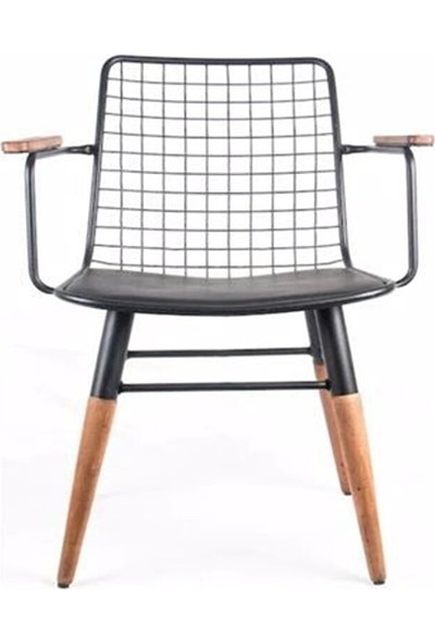 Shelay Design X4 Adet Rita 45 cm Ahşap Detaylı Kafes Metal Sandalye, Cafe, Bar Sandalyesi