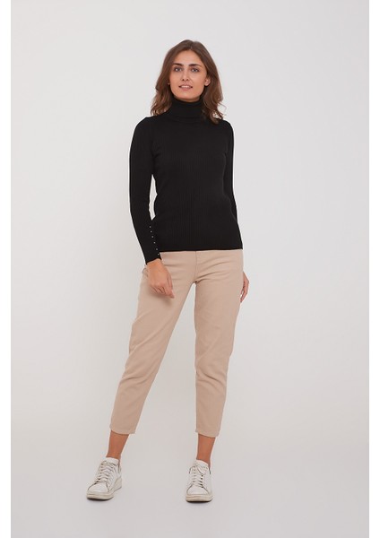 Boğazlı Fitilli Kazak Siyah indirimleri