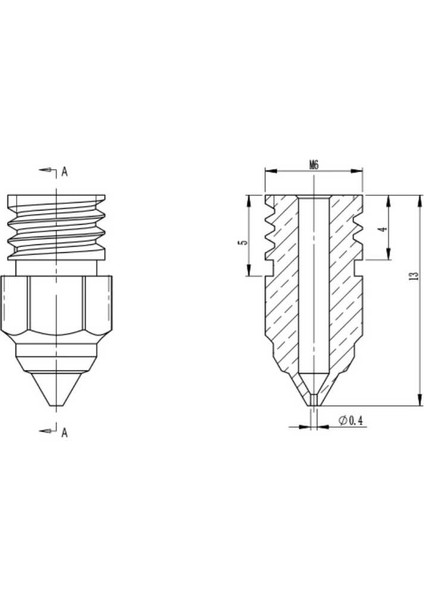 Creality 3D 0.4mm Creality Cr-6 Se Mk Pirinç Nozzle (Orijinal) - 5 Adet