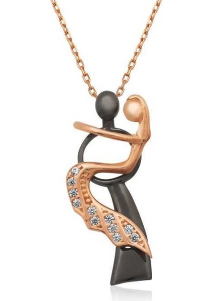 Gümüş Dans Eden Çift Bayan Kolye