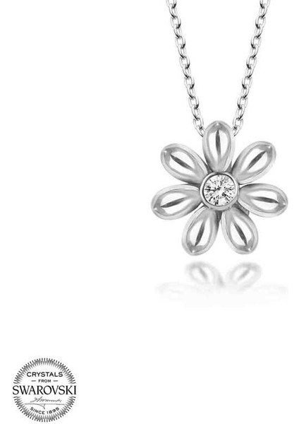Swarovski Taşlı Gümüş Papatya Bayan Kolye