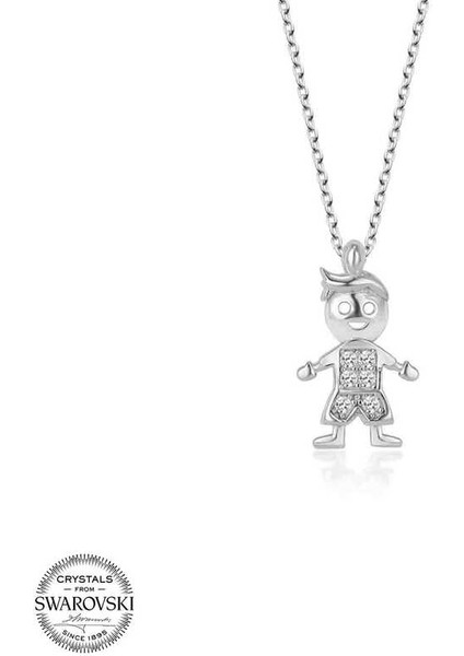 Swarovski Taşlı Gümüş Çocuk Bayan Kolye